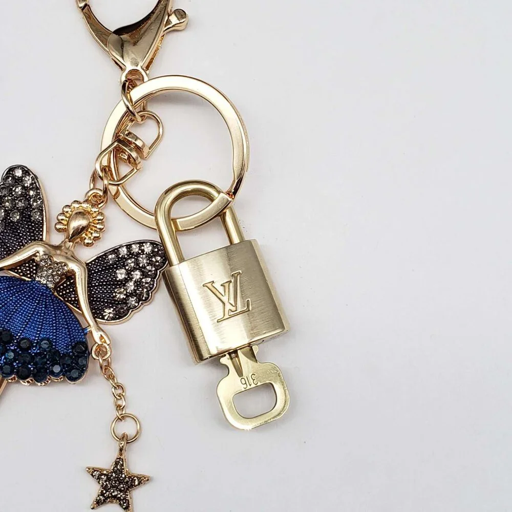 LV Gold Padlock 🔑 Authentic Louis Vuitton Charm + Unbranded Fairy Keychain